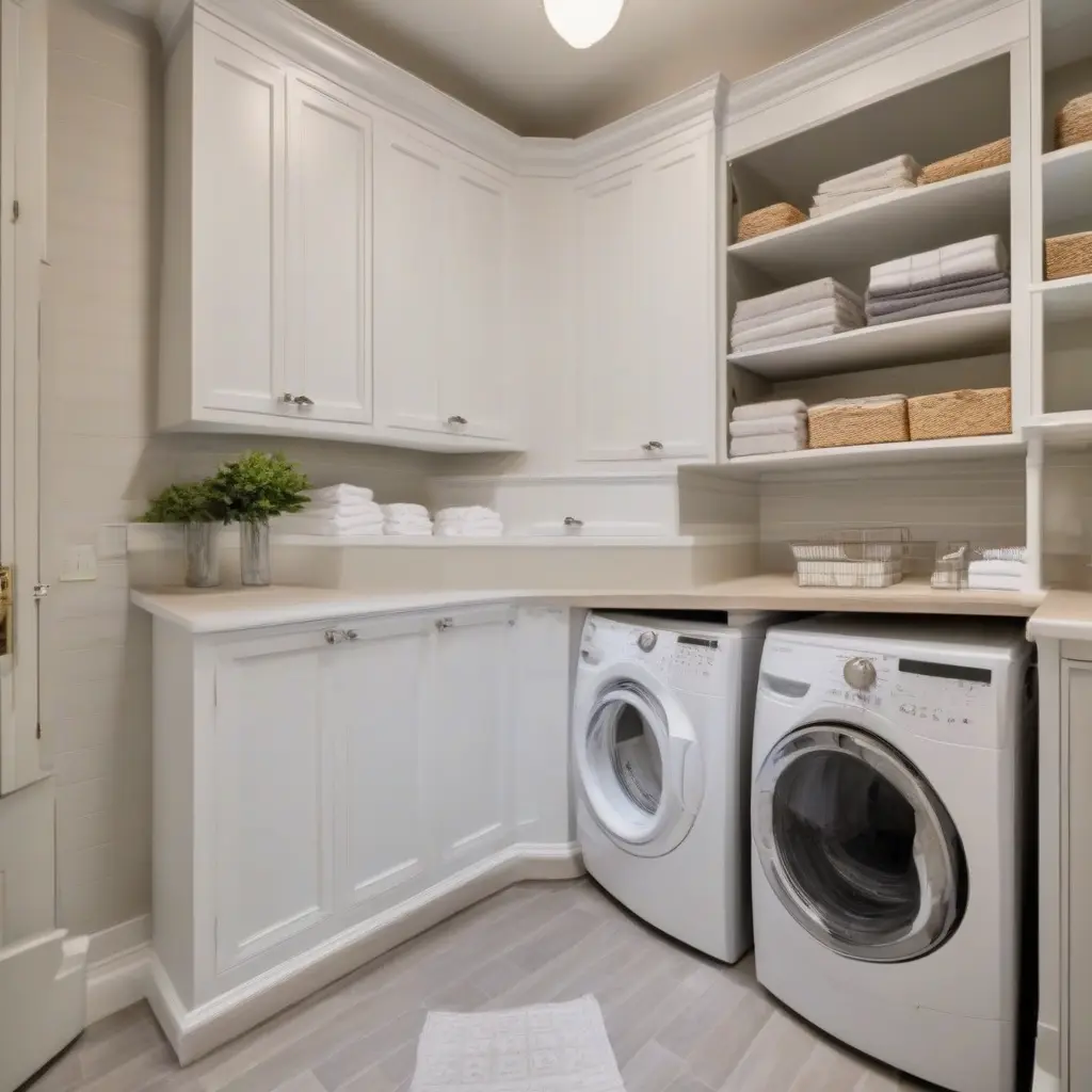 Functional and Decorative Uses for Corner Shelves in a Laundry Room